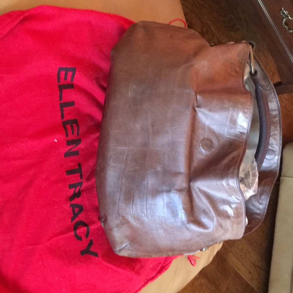 Brown leather handbag